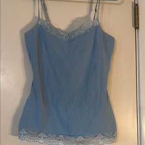 Women's Blue Lace Trim Cami Top